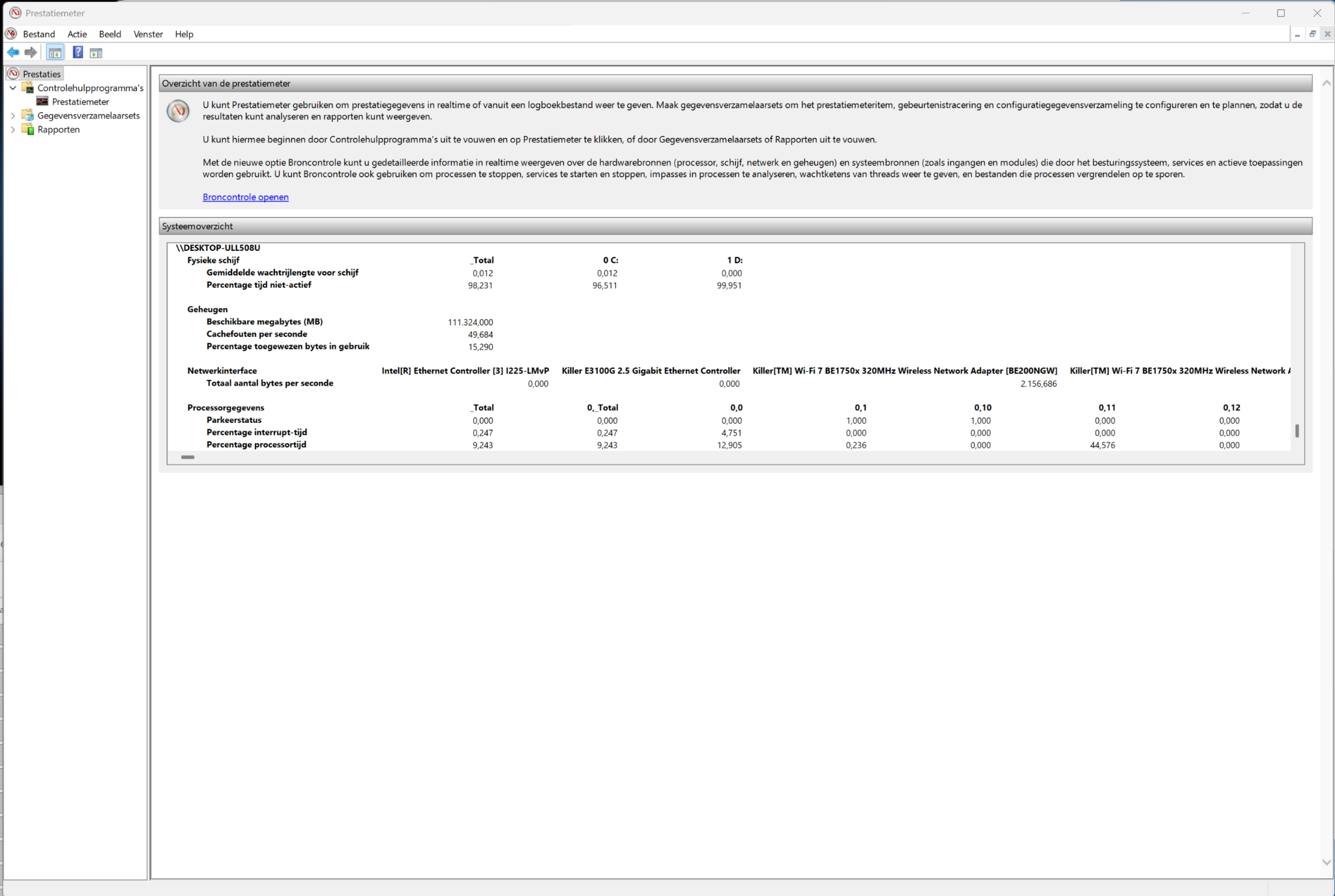 Performance Monitor system report