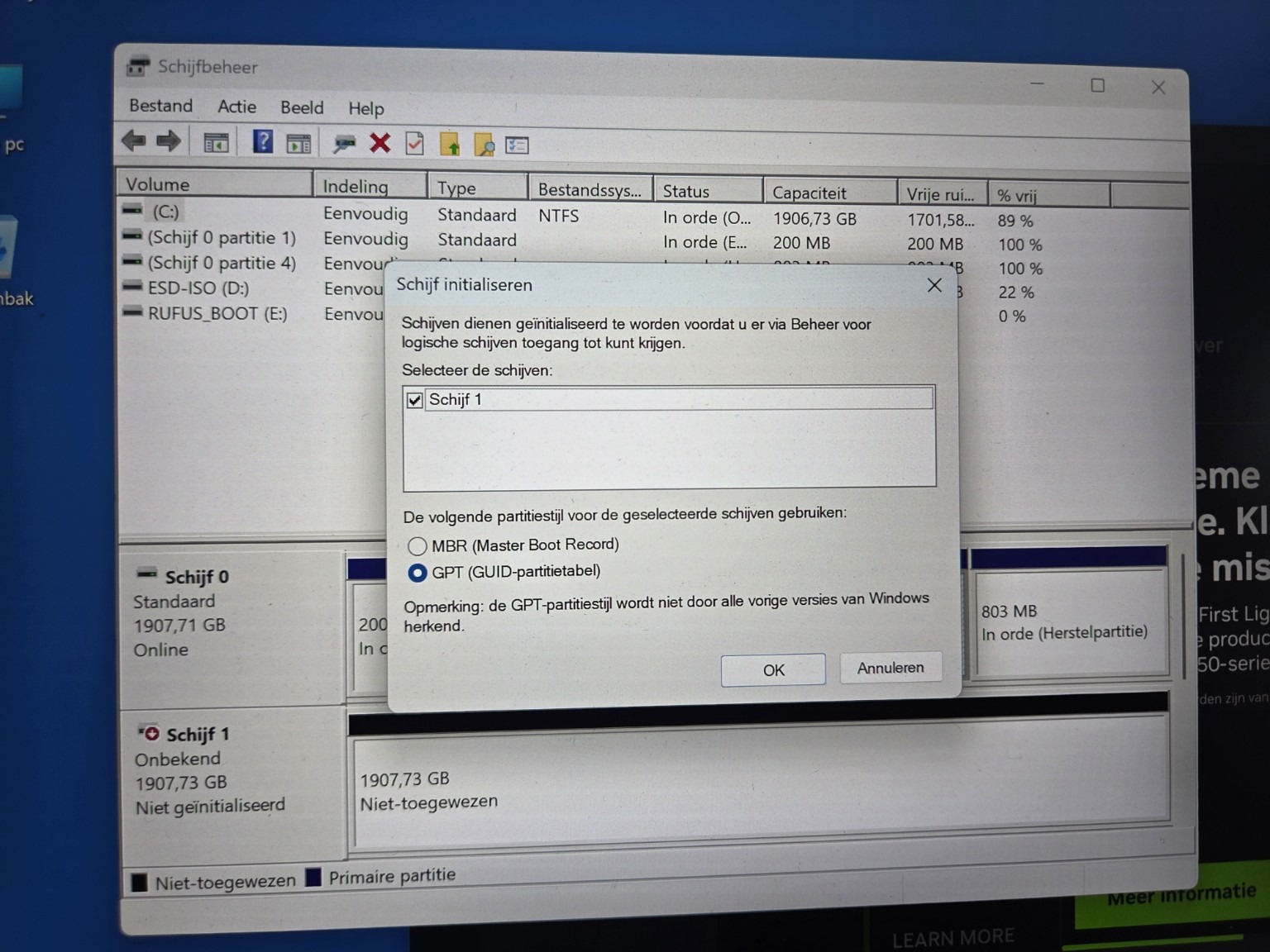 Initialize disk