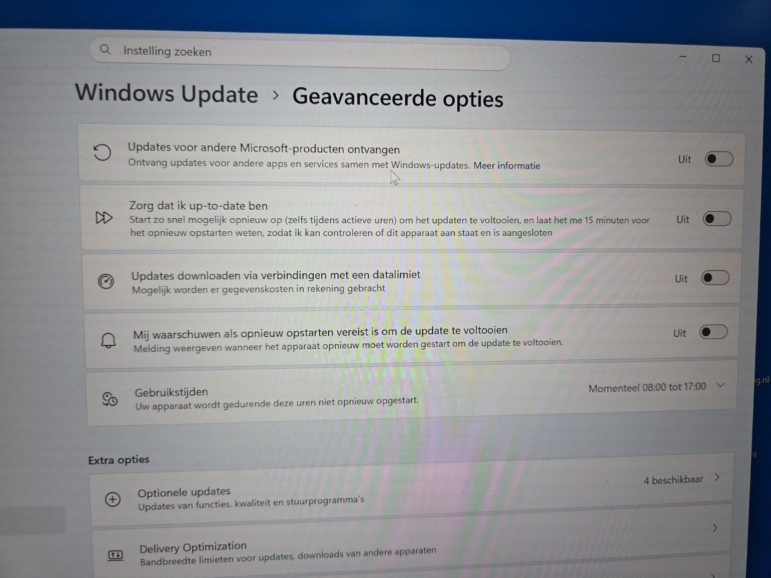 Windows Update options
